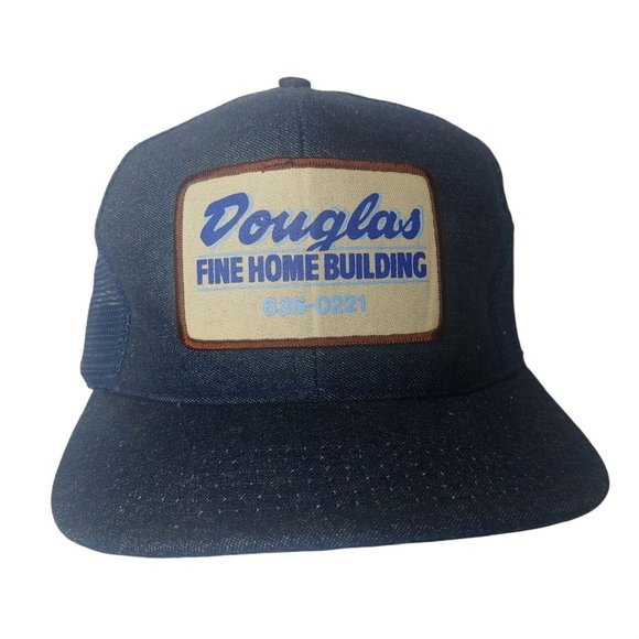 Vintage Douglas Home Building WV Denim Snap Back Mesh Trucker Cap EUC Patch Hat - Picture 1 of 10